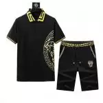 survetement versace manche courte couture homme impression noir